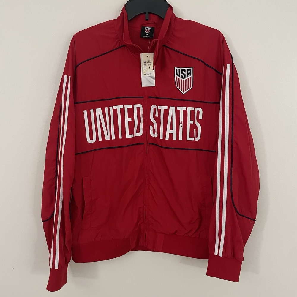 NWT Aeropostale US Soccer Full-Zip Track Jacket Red White Men's Small Flaw
